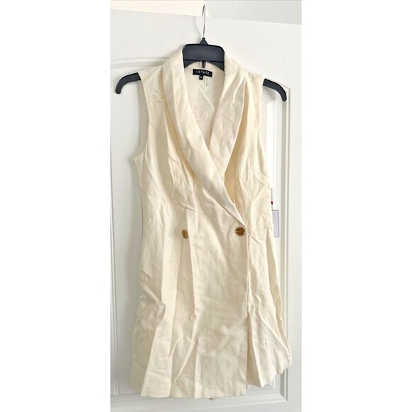 1.STATE Women's Double-Breasted Sleeveless Romper Blazer Look Ivory Beige XS - Picture 6 of 11